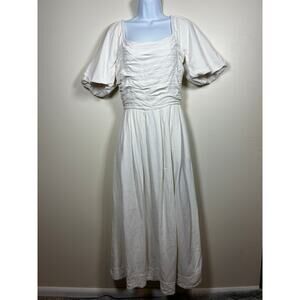 Bohme Milkmaid Dress Small Cream Linen Cotton Puff Sleeves Babydoll Renfaire
